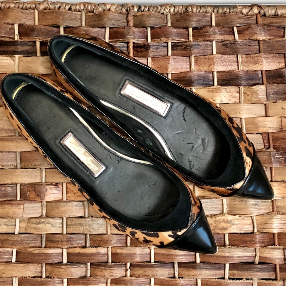 Boutique 9 Leopard Patent Gold Tipped Flats - Picture 2 of 7